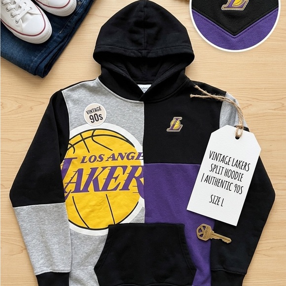 NBA Other - NBA Los Angeles Lakers Black Purple Gray Pullover Crewneck Hoodie